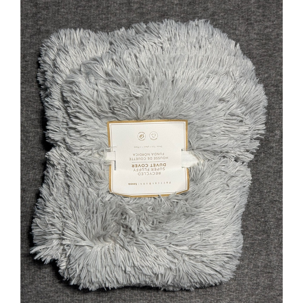 Pottery Barn Teen Recycled Super Fluffy Duvet Cover Twin 68x86 - Gray